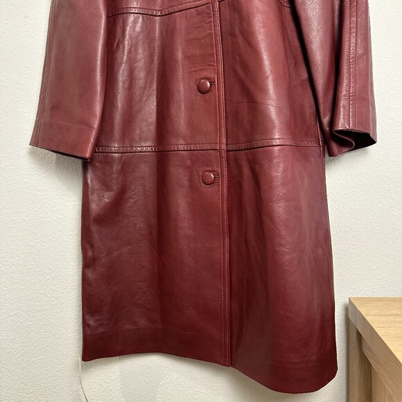 NWT Reformation Veda Beck Red Leather Trench, size XXS - Picture 4 of 8